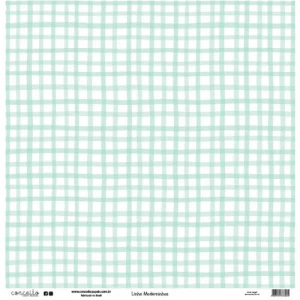 Folha para Scrapbook Linha Moderninhos - Conceito - Verde Água Bolinha e Xadrez