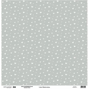 Folha para Scrapbook Linha Moderninhos - Conceito - Cinza Coração e Aquarela