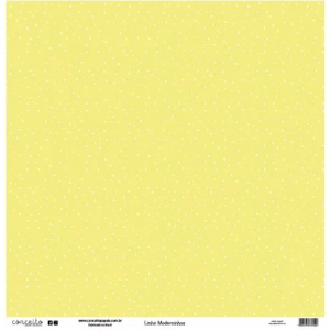 Folha para Scrapbook Linha Moderninhos - Conceito - Amarelo Bolinha e Xadrez