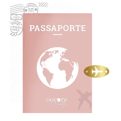 Passaporte Rosa 9x13cm - Decore Crafts - Coleção Logo Ali