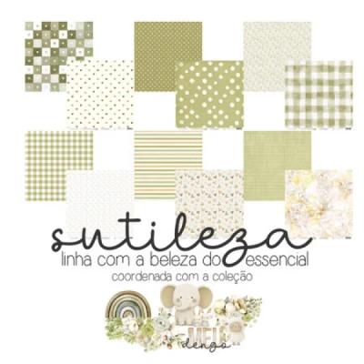 Kit 12 Folhas - Coleção Sutileza 30x30 - Carina Sartor - Meu dengo