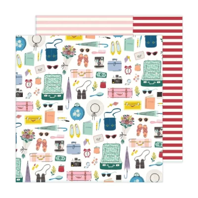 Folha para Scrapbook - Maggie Holmes - Coleção Round Trip - All Packed
