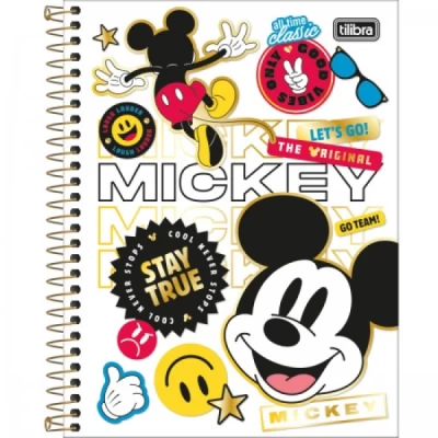 Caderno Colegial Mickey 1 Matéria 17,7x24 - Tilibra