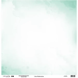 Folha para Scrapbook Linha Moderninhos - Conceito - Verde Água Coração e Aquarela