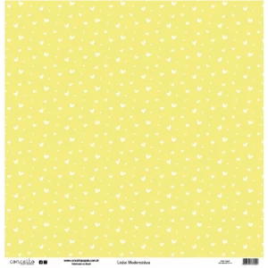 Folha para Scrapbook Linha Moderninhos - Conceito - Amarelo Coração e Aquarela