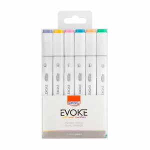 Marcador Artístico Evoke Dual Marker 6 Cores Pastéis - BRW