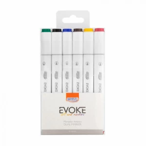 Marcador Artístico Evoke Dual Marker 6 Cores Básicas - BRW