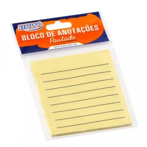 Post-it 76x76mm 50 Folhas Amarelo Pautado - BRW