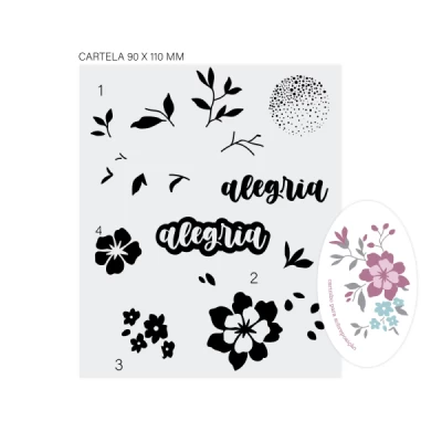Carimbo Floral Camadas II 0222 - Decore Crafts - Coleção Doce Maria