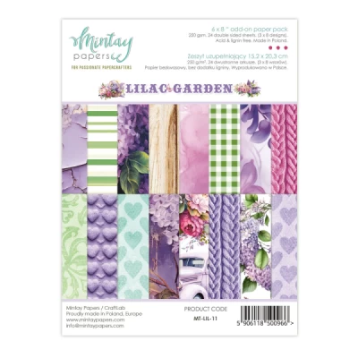 Bloco de Papéis para Scrapbook A5 - Coleção Lilac Garden - Mintay
