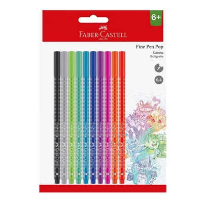 10 Canetas Bolígrafo Fine Pen Pop - Faber-Castell