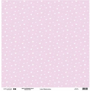 Folha para Scrapbook Linha Moderninhos - Conceito - Rosa Candy Coração e Aquarela