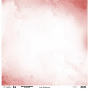 Folha para Scrapbook Linha Moderninhos - Conceito - Vermelho Coração e Aquarela