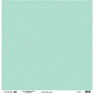 Folha para Scrapbook Linha Moderninhos - Conceito - Verde Água Bolinha e Xadrez
