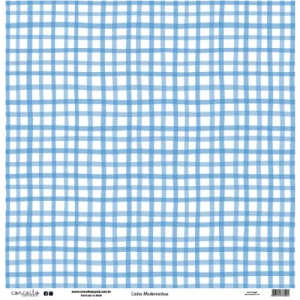 Folha para Scrapbook Linha Moderninhos - Conceito - Azul Bolinha e Xadrez