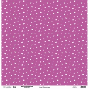 Folha para Scrapbook Linha Moderninhos - Conceito - Pink Coração e Aquarela