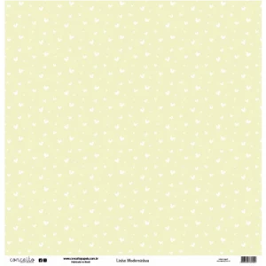 Folha para Scrapbook Linha Moderninhos - Conceito - Amarelo Candy Coração e Aquarela