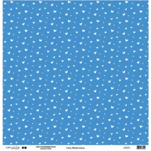Folha para Scrapbook Linha Moderninhos - Conceito - Azul Coração e Aquarela