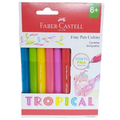 6 Canetas Bolígrafo Tropical 0.4 Fine Pen - Faber-Castell