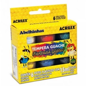 Tinta Guache 6 Cores Glitter - Acrilex