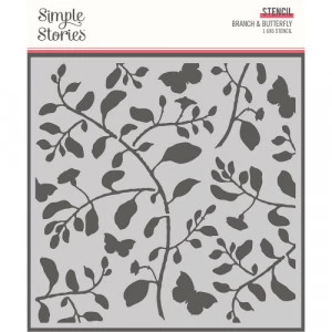 Stencil Branch e Butterfly - Coleção Simple Vintage Cottage Fields - Simple Stories