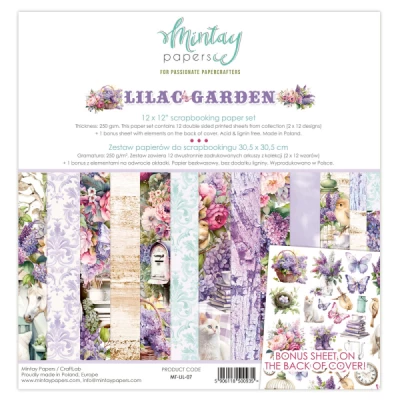 Bloco de Papéis para Scrapbook 30x30 - Coleção Lilac Garden - Mintay