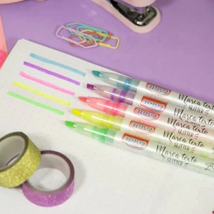 Marca Texto Gliter 5 Cores - BRW