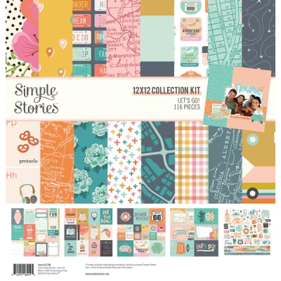 Bloco de Papéis para Scrapbook 30x30 - Coleção Let's Go - Simple Stories
