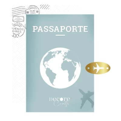 Passaporte Azul 9x13cm - Decore Crafts - Coleção Logo Ali
