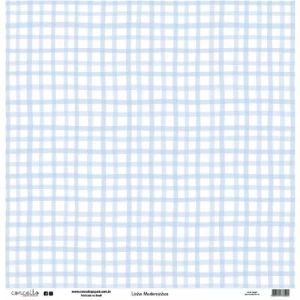 Folha para Scrapbook Linha Moderninhos - Conceito - Azul Candy Bolinha e Xadrez
