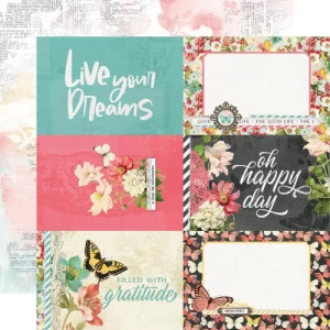 Folha para Scrapbook - Simple Stories - Coleção Simple Vintage Cottage Fields - 4x6 Elements