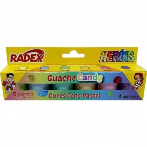 Tinta Guache 6 Cores Tons Pastel - Radex