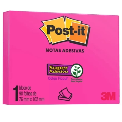 Post-it 76x102mm 90 Folhas Rosa - 3M