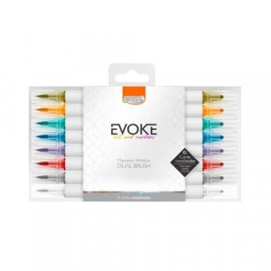 Marcador Artístico Metalizado Dual Brush Evoke 8 Cores - BRW