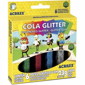 Kit Cola Glitter 6 Cores - Acrilex