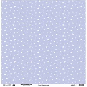 Folha para Scrapbook Linha Moderninhos - Conceito - Lilás Coração e Aquarela