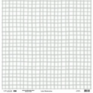 Folha para Scrapbook Linha Moderninhos - Conceito - Cinza Bolinha e Xadrez