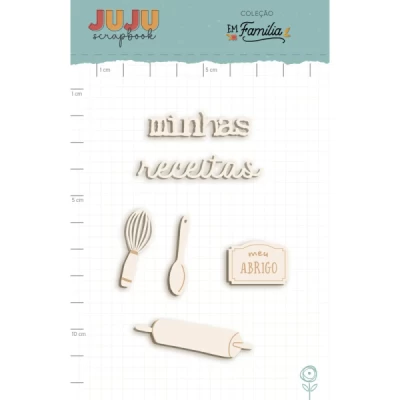 Chipboard Off-White Minhas Receitas - Coleção Em Família - Juju Scrapbook