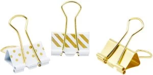 Prendedor para Papel Dourado e Branco 25mm - Tilibra