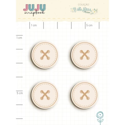 Chipboard Off-White Botões - Coleção Vida Bela - Juju Scrapbook
