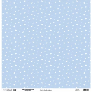 Folha para Scrapbook Linha Moderninhos - Conceito - Azul Candy Coração e Aquarela