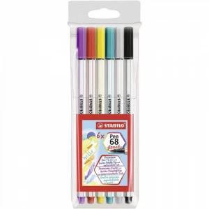 6 Canetas Stabilo Pen 68 Brush