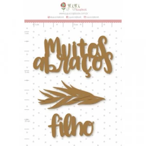 Chipboard Adesivado Muitos Abraços - Coleção Nosso Herói - Juju Scrapbook