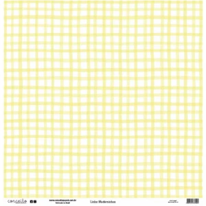 Folha para Scrapbook Linha Moderninhos - Conceito - Amarelo Bolinha e Xadrez